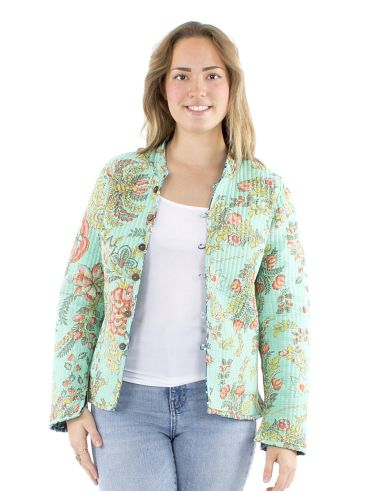 Chaqueta algodon reversible 2 estampados mangas largas