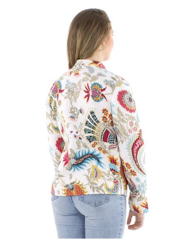 Chaqueta algodon reversible 2 estampados mangas largas