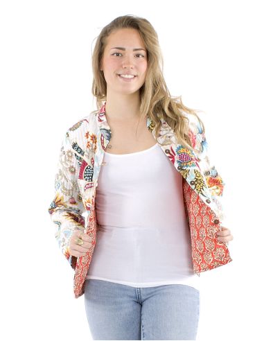 Chaqueta algodon reversible 2 estampados mangas largas