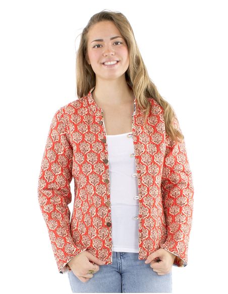 Chaqueta algodon reversible 2 estampados mangas largas
