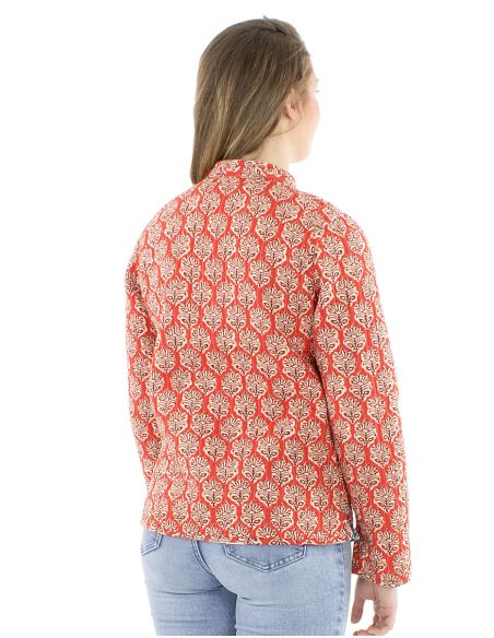 Chaqueta algodon reversible 2 estampados mangas largas