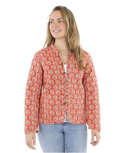 Chaqueta algodon reversible 2 estampados mangas largas