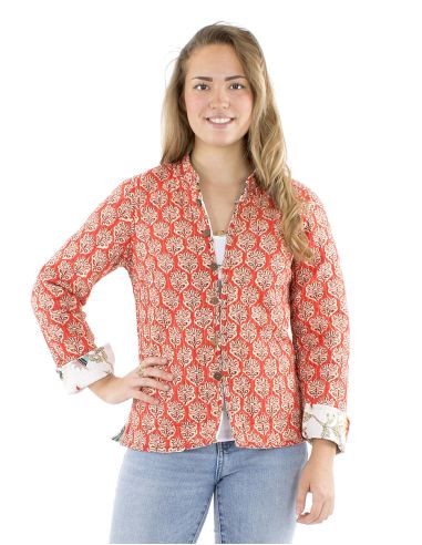 Chaqueta algodon reversible 2 estampados mangas largas
