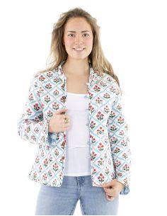 Chaqueta algodon reversible 2 estampados mangas largas