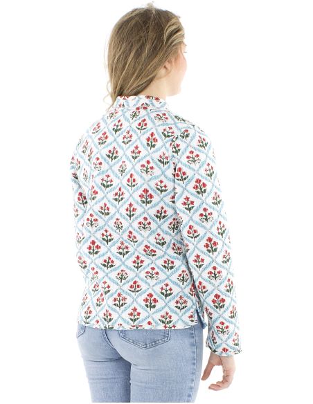 Chaqueta algodon reversible 2 estampados mangas largas