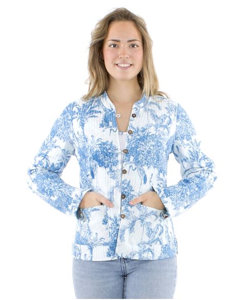 Chaqueta algodon reversible 2 estampados mangas largas