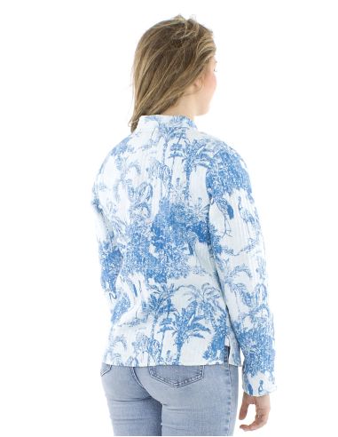 Chaqueta algodon reversible 2 estampados mangas largas