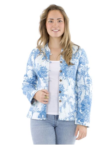 Chaqueta algodon reversible 2 estampados mangas largas