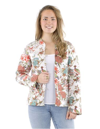 Chaqueta algodon reversible 2 estampados mangas largas