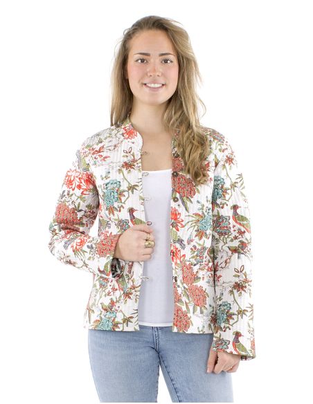 Chaqueta algodon reversible 2 estampados mangas largas
