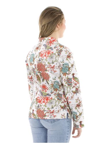 Chaqueta algodon reversible 2 estampados mangas largas