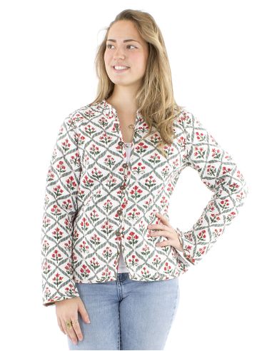 Chaqueta algodon reversible 2 estampados mangas largas
