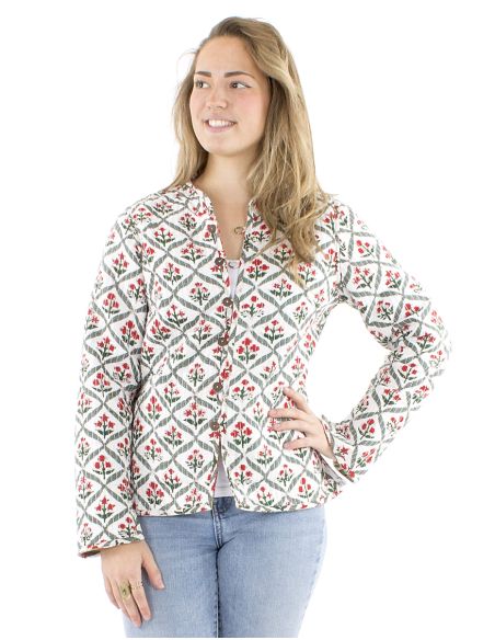 Chaqueta algodon reversible 2 estampados mangas largas