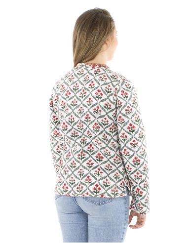 Chaqueta algodon reversible 2 estampados mangas largas
