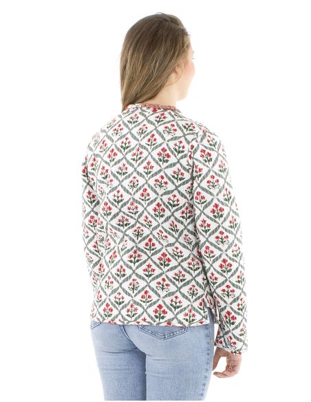 Chaqueta algodon reversible 2 estampados mangas largas