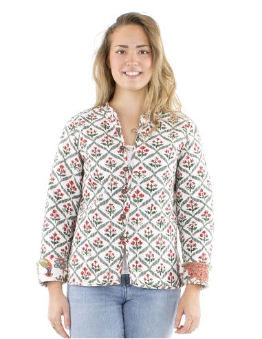 Chaqueta algodon reversible 2 estampados mangas largas