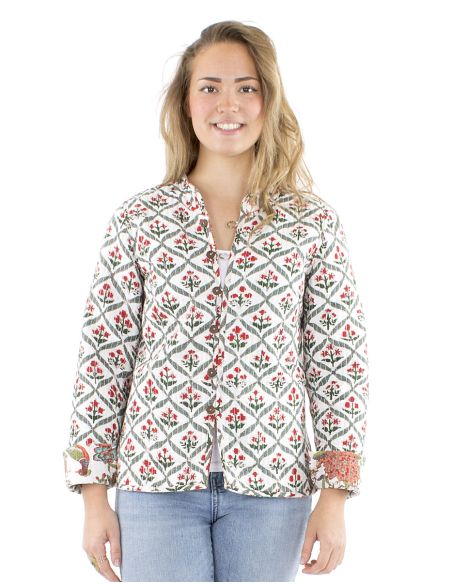 Chaqueta algodon reversible 2 estampados mangas largas