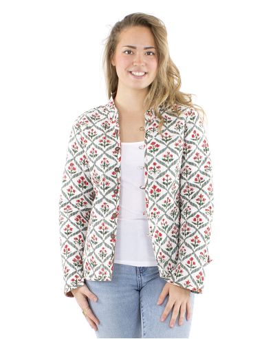 Chaqueta algodon reversible 2 estampados mangas largas
