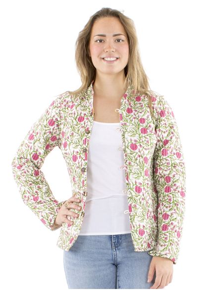 Chaqueta algodon reversible 2 estampados mangas largas