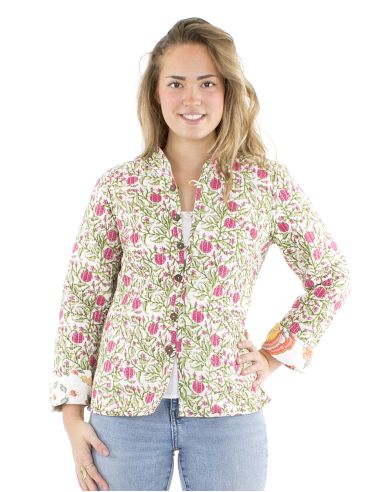 Chaqueta algodon reversible 2 estampados mangas largas