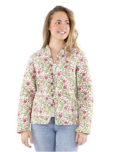 Chaqueta algodon reversible 2 estampados mangas largas