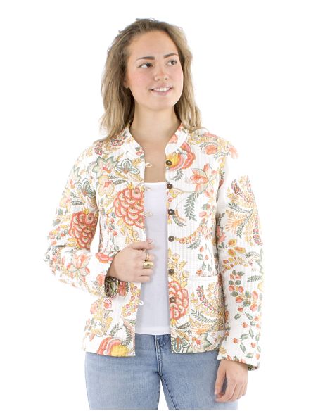 Chaqueta algodon reversible 2 estampados mangas largas