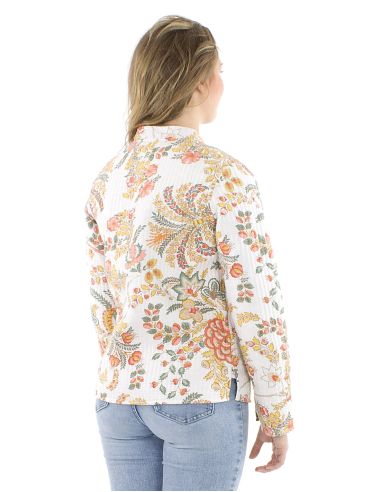 Chaqueta algodon reversible 2 estampados mangas largas