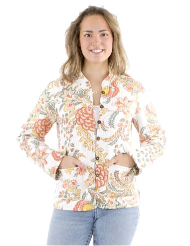 Chaqueta algodon reversible 2 estampados mangas largas