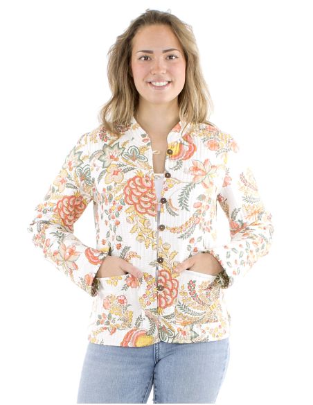 Chaqueta algodon reversible 2 estampados mangas largas