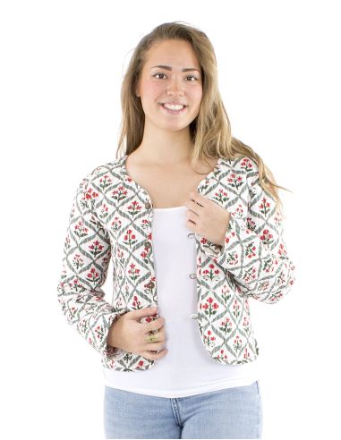 Chaqueta algodon reversible mini 2 estampados mangas largas