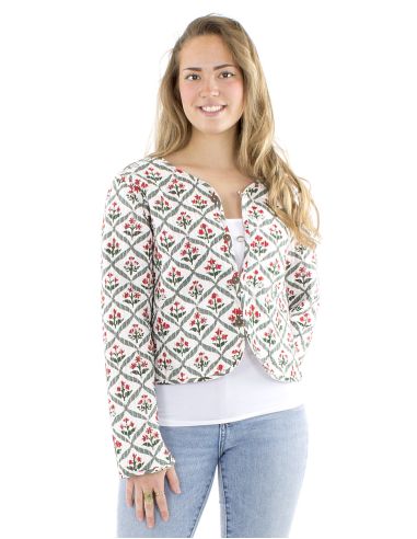 Chaqueta algodon reversible mini 2 estampados mangas largas