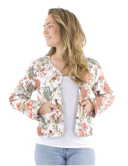 Chaqueta algodon reversible mini 2 estampados mangas largas