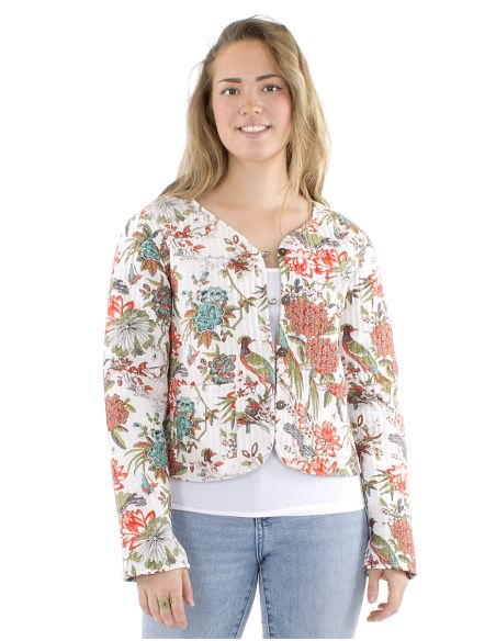 Chaqueta algodon reversible mini 2 estampados mangas largas