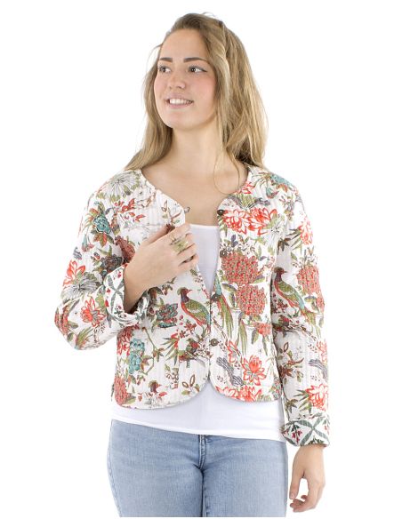 Chaqueta algodon reversible mini 2 estampados mangas largas
