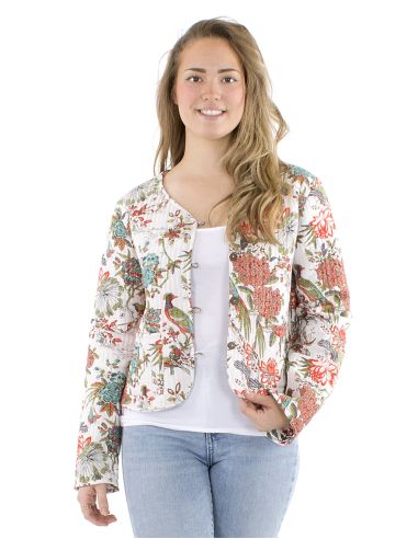 Chaqueta algodon reversible mini 2 estampados mangas largas