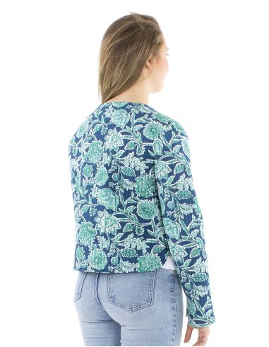 Chaqueta algodon reversible mini 2 estampados mangas largas