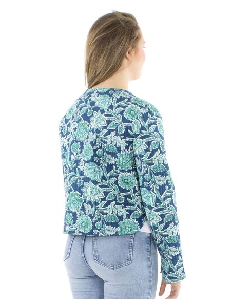 Chaqueta algodon reversible mini 2 estampados mangas largas