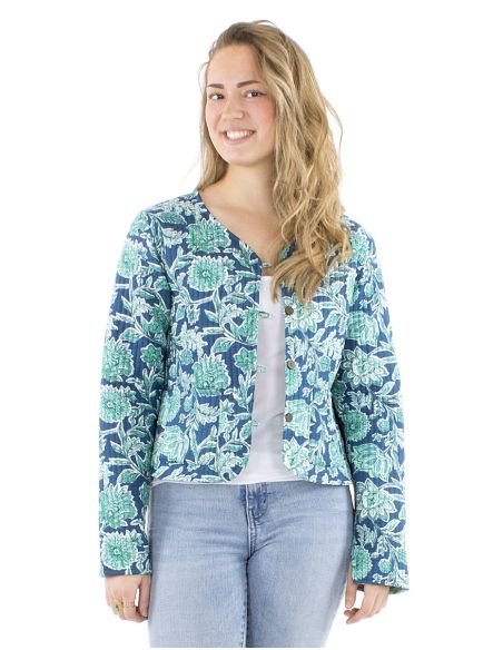 Chaqueta algodon reversible mini 2 estampados mangas largas