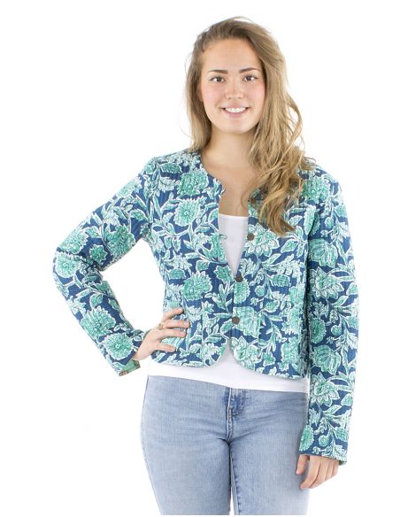 Chaqueta algodon reversible mini 2 estampados mangas largas