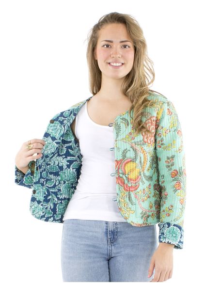 Chaqueta algodon reversible mini 2 estampados mangas largas