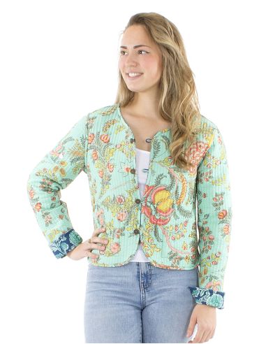 Chaqueta algodon reversible mini 2 estampados mangas largas