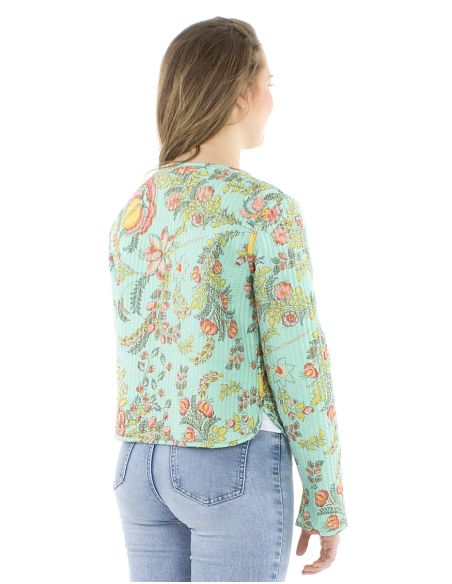 Chaqueta algodon reversible mini 2 estampados mangas largas