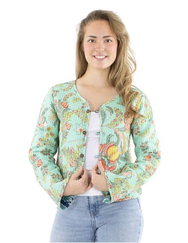 Chaqueta algodon reversible mini 2 estampados mangas largas