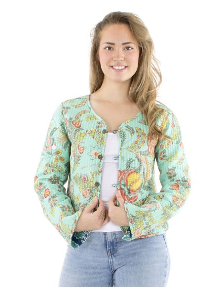Chaqueta algodon reversible mini 2 estampados mangas largas