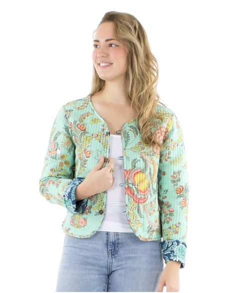 Chaqueta algodon reversible mini 2 estampados mangas largas
