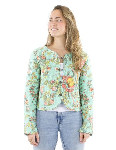 Chaqueta algodon reversible mini 2 estampados mangas largas