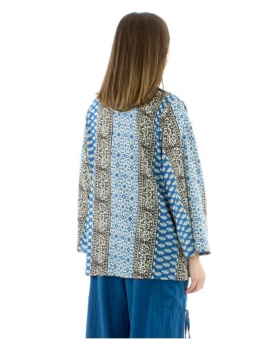 Chaqueta algodon fina abierta block estampado 3009