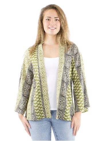 Chaqueta algodon fina abierta block estampado 3009