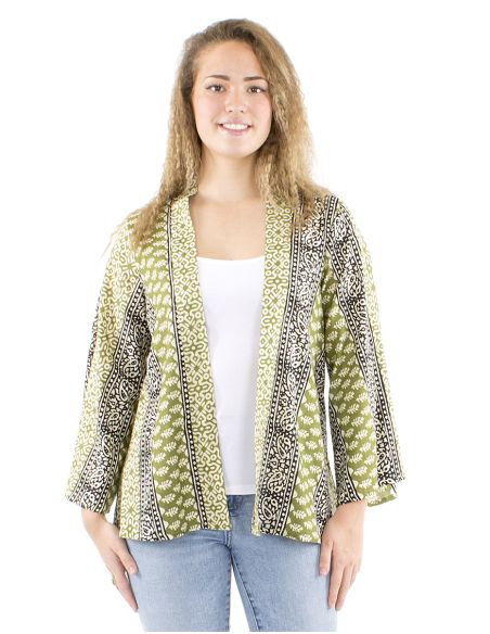 Chaqueta algodon fina abierta block estampado 3009