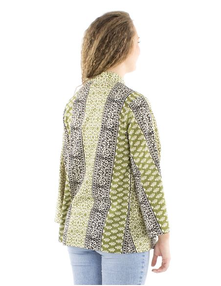 Chaqueta algodon fina abierta block estampado 3009
